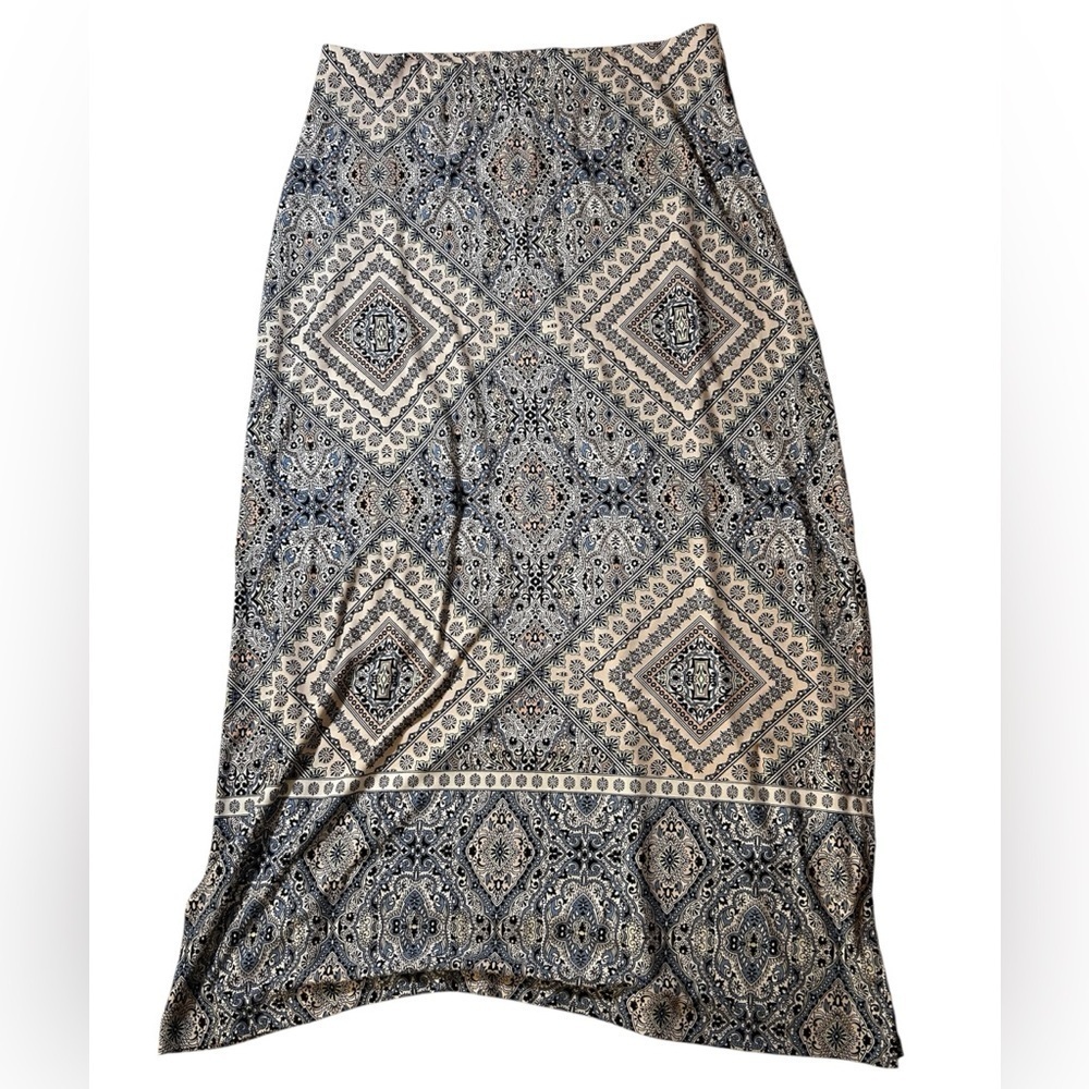 Chico's Black and White Asymmetrical A-line Maxi Skirt